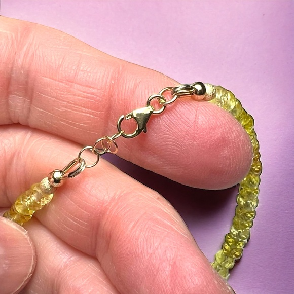 Solid 14K Gold 585 Natural London Blue Topaz and Yellow Sapphire Bracelet - Picture 4 of 9